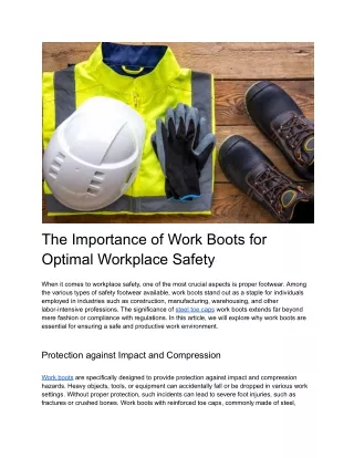 the importance of work boots for optimal