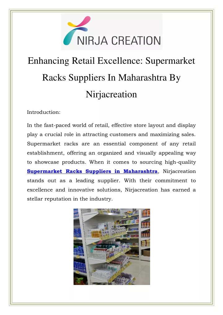 enhancing retail excellence supermarket