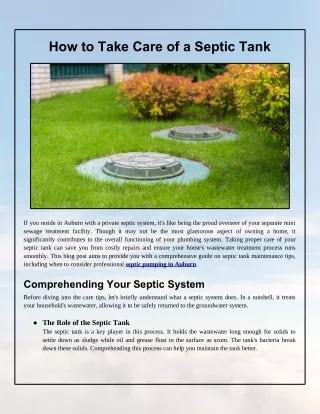 Tips for Effective Septic Tank Maintenance