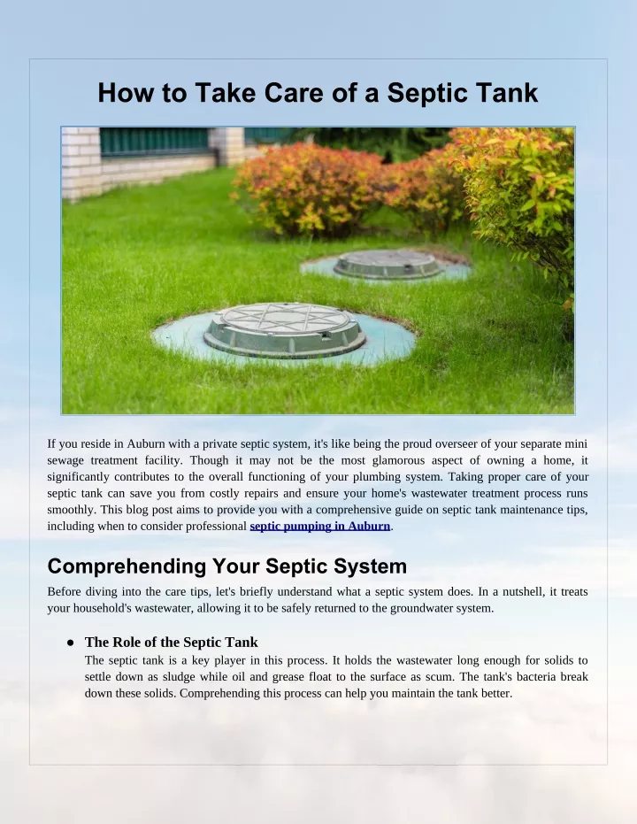 how to take care of a septic tank
