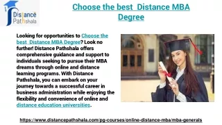 Choose the best  Distance MBA Degree