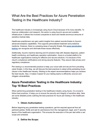 what are the best practices for azure penetration
