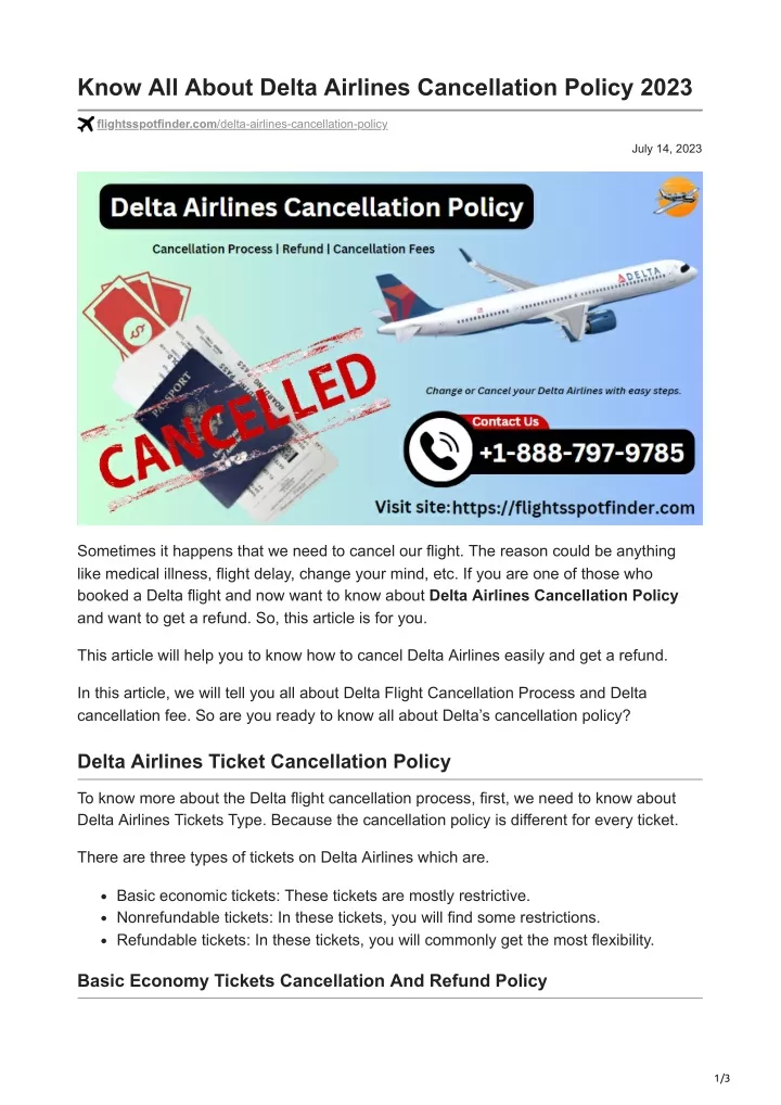 know all about delta airlines cancellation policy