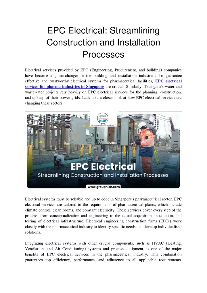 epc electrical streamlining construction