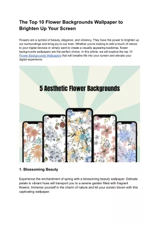 Flower Backgrounds Wallpaper