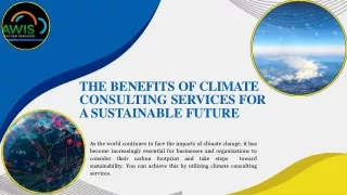 The Benefits of Climate Consulting Services for a Sustainable Future