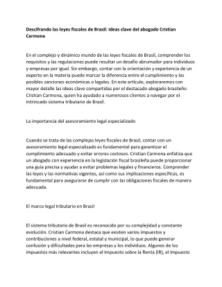 Leyes tributarias de Brasil: Perspectivas del abogado Cristian Carmona