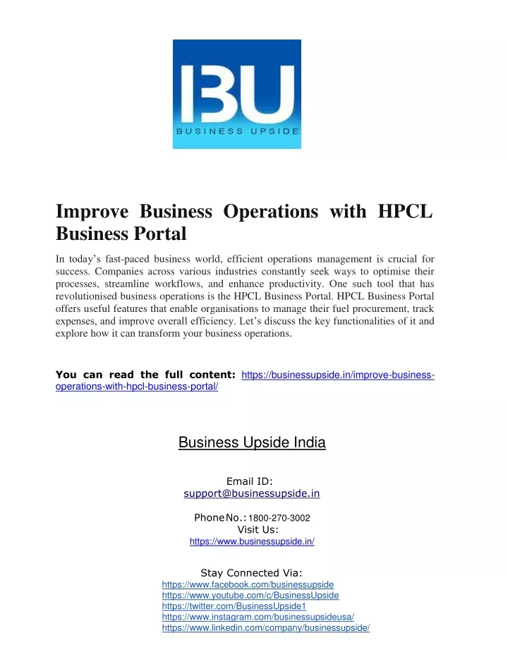improve business operations with hpcl business