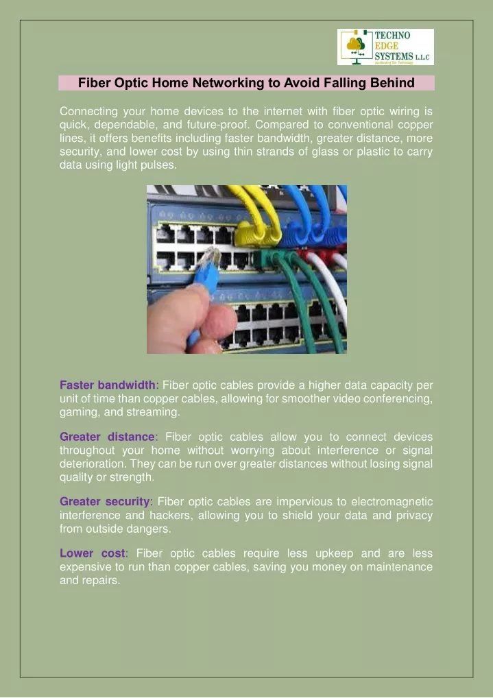 fiber optic home networking to avoid falling