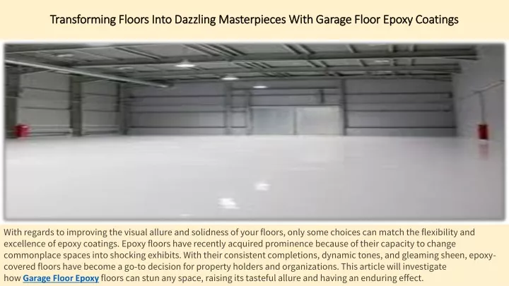 transforming floors into dazzling masterpieces with garage floor epoxy coatings