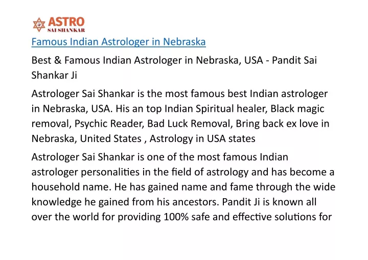 famous indian astrologer in nebraska