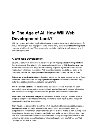 In the age of AI, how will web development look
