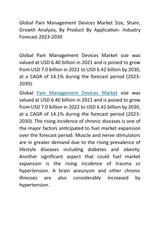 global pain management devices market size share