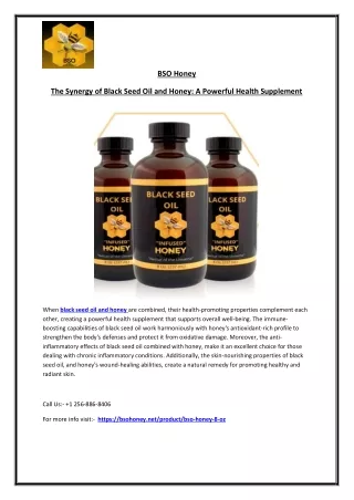 BSO Honey Your Trusted Health Supplement