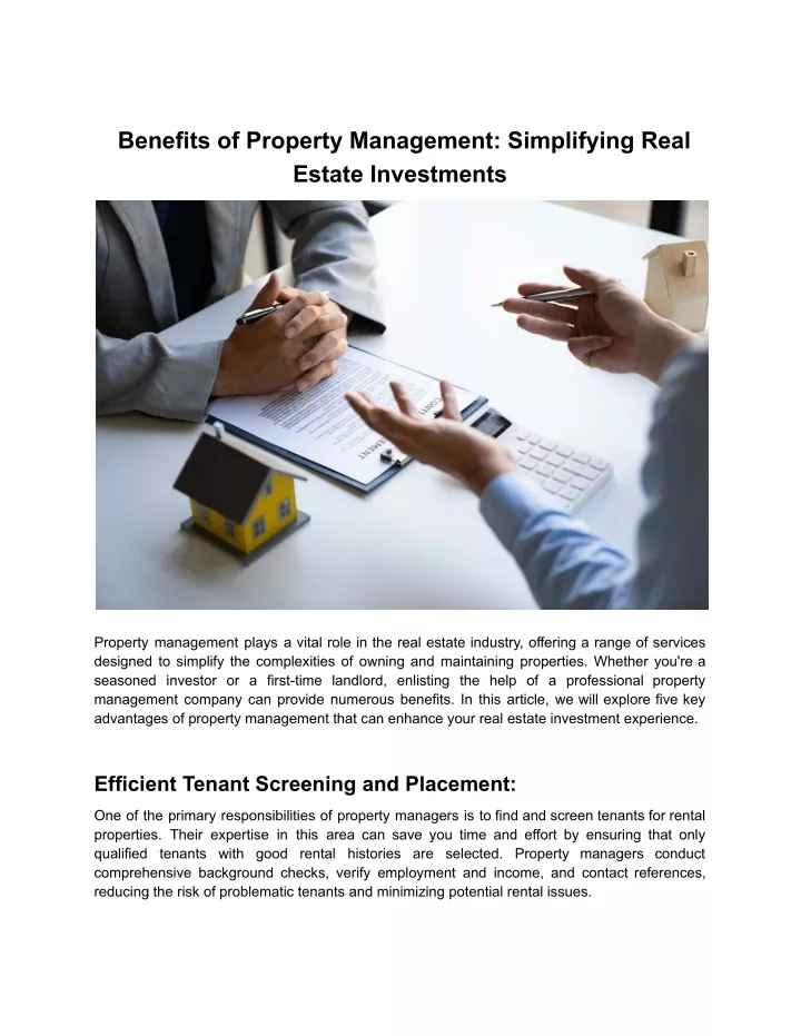 benefits of property management simplifying real