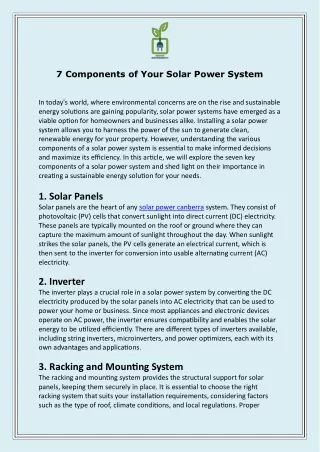 7 Components of Your Solar Power System