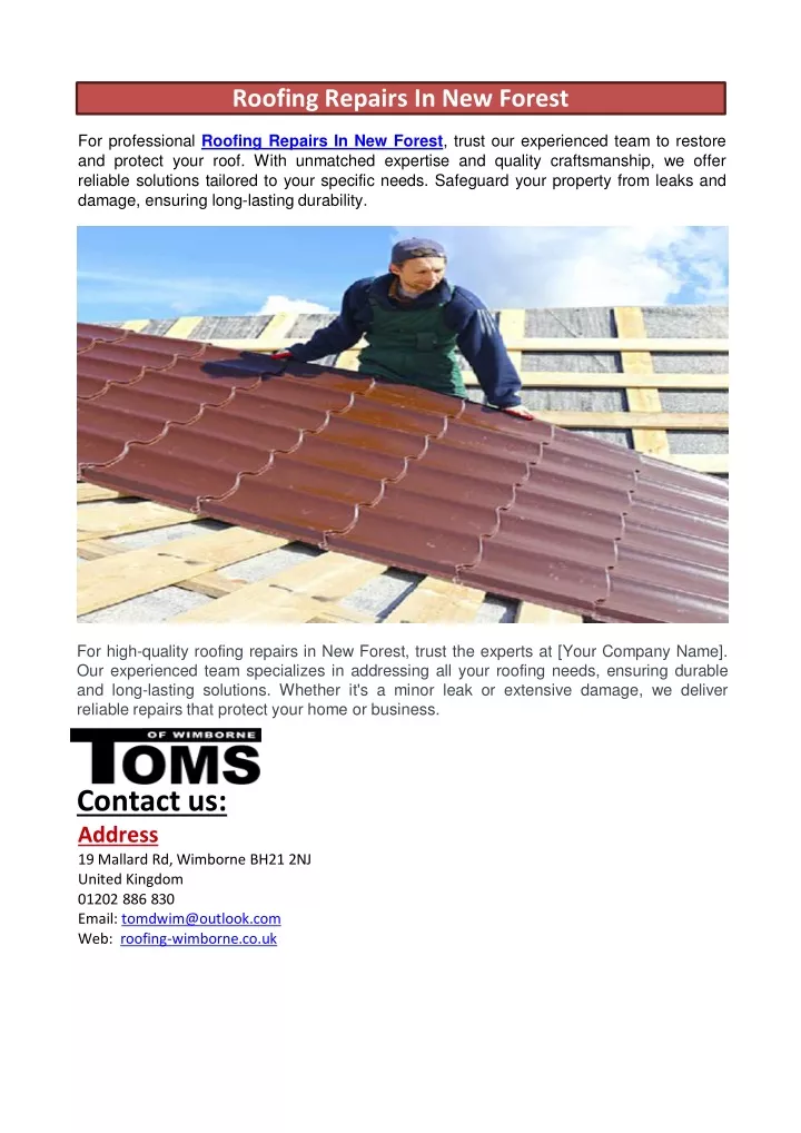 roofing repairs in new forest