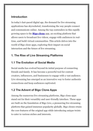 Exploring the Bigo Clone App: Features, Development, and Market Impact