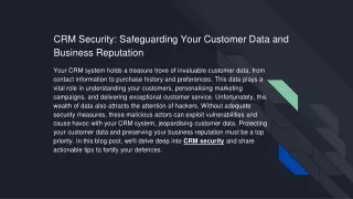 crm security safeguarding your customer data and business reputation