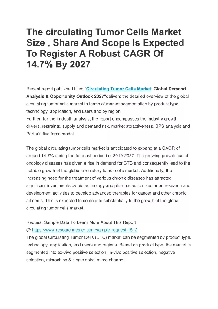 the circulating tumor cells market size share