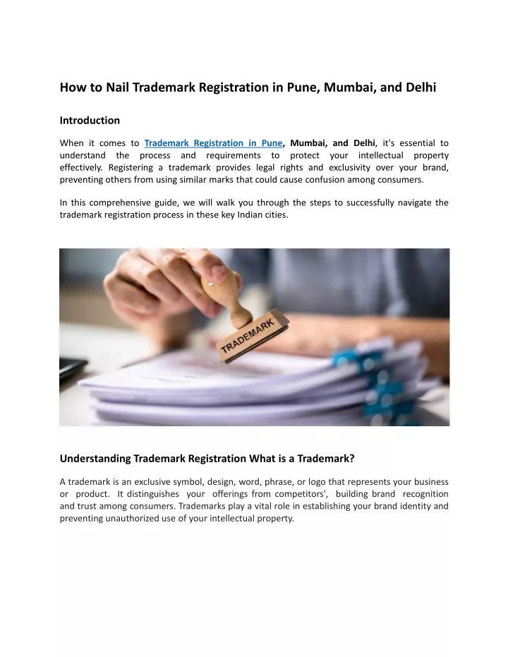 how to nail trademark registration in pune mumbai