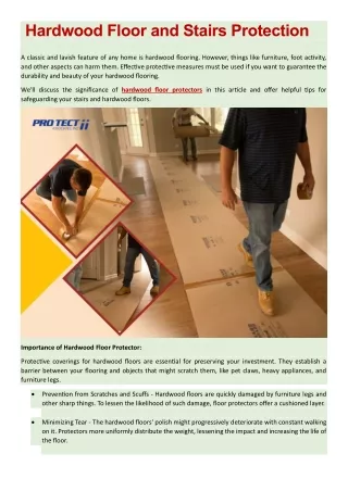 Hardwood Floor and Stairs Protection