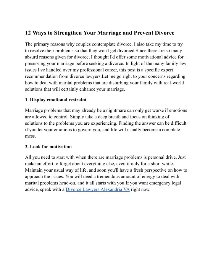 12 ways to strengthen your marriage and prevent