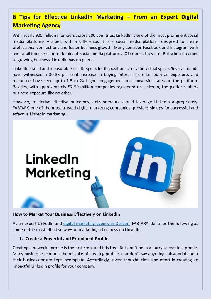 6 tips for effective linkedin marketing from