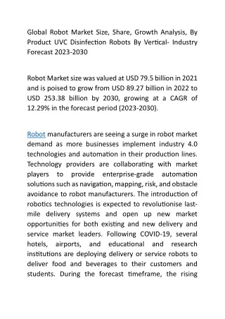 global robot market size share growth analysis