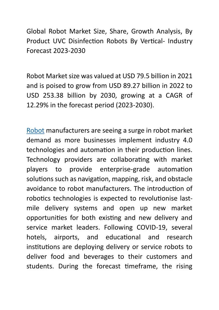 global robot market size share growth analysis