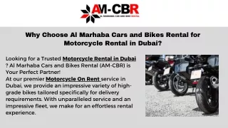 Why Choose Al Marhaba Cars and Bikes Rental for Motorcycle Rental in Dubai