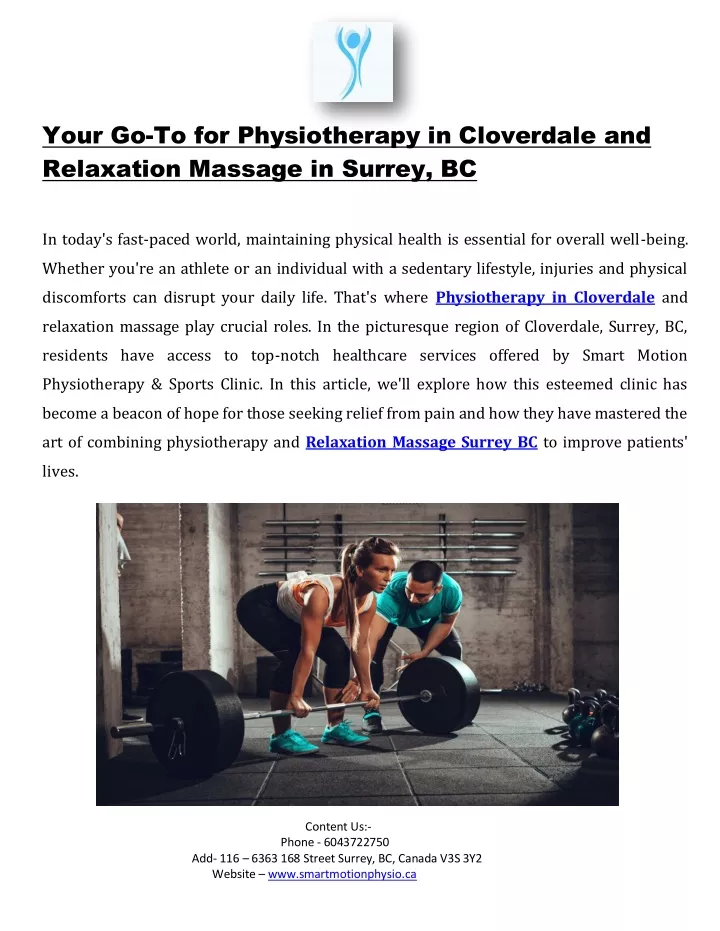 your go to for physiotherapy in cloverdale