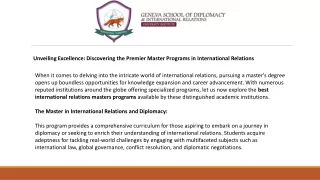Unveiling Excellence Discovering the Premier Master Programs in International Relations