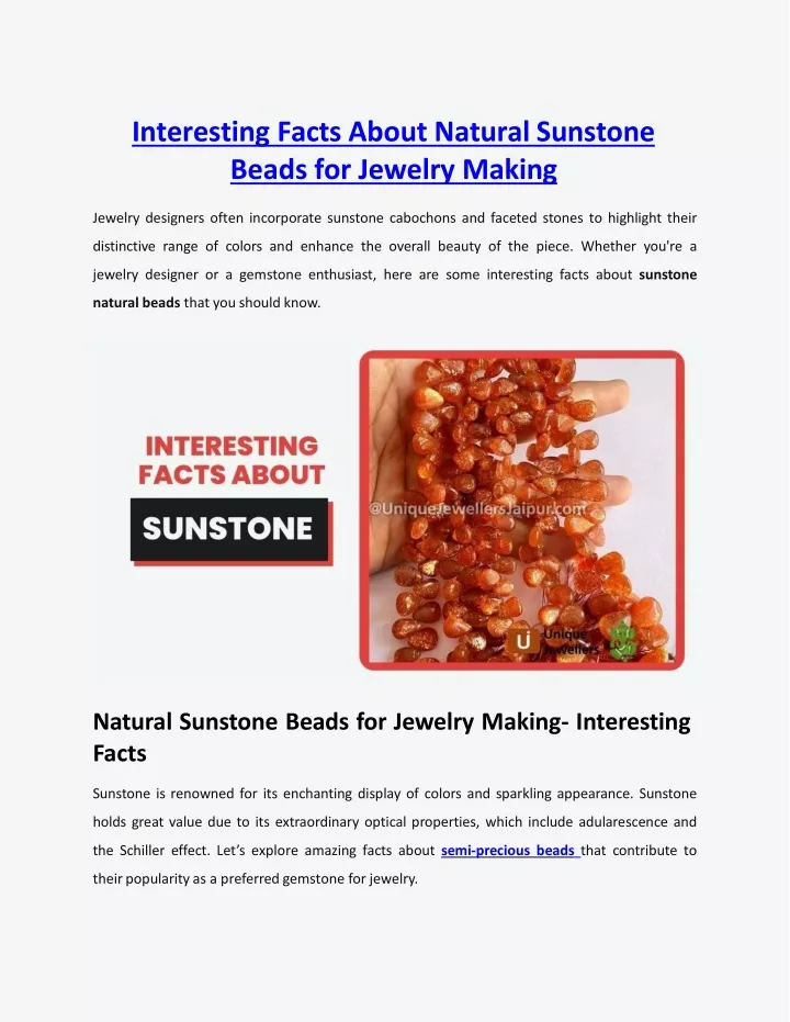 interesting facts about natural sunstone beads for jewelry making