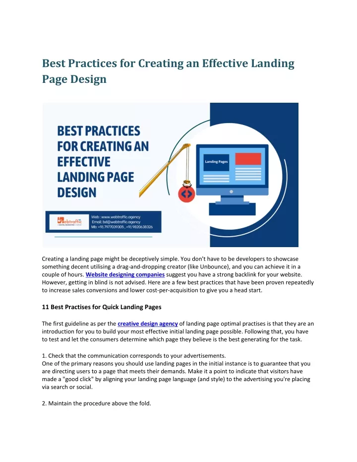 best practices for creating an effective landing