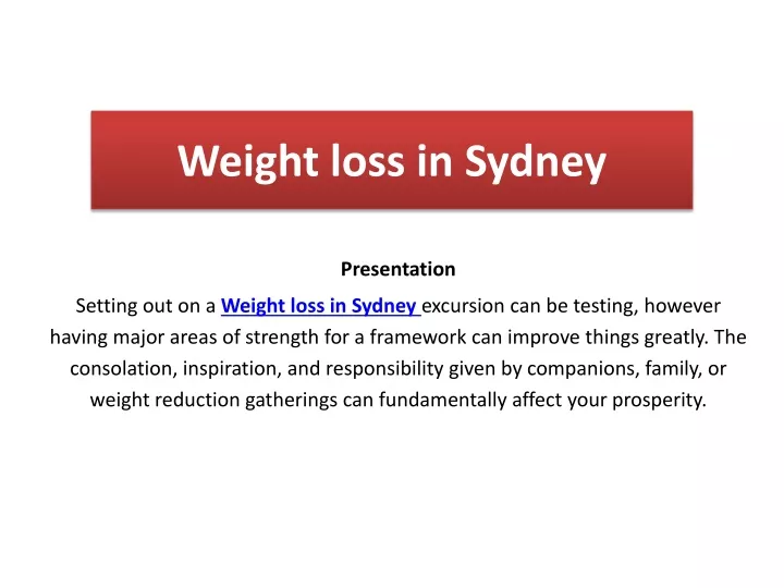 weight loss in sydney