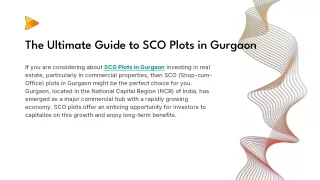 The Ultimate Guide to SCO Plots in Gurgaon