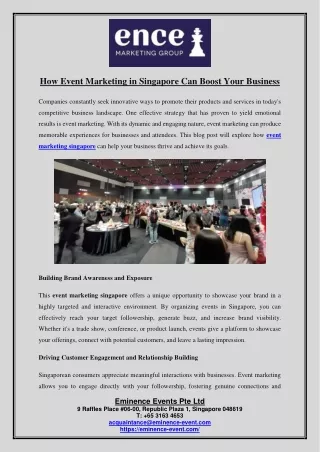 How Event Marketing in Singapore Can Boost Your Business