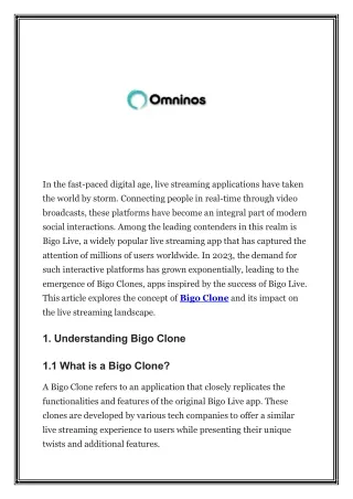 Bigo Clone: Live Streaming App Replication