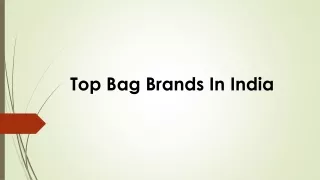 Top Bag Brands In India