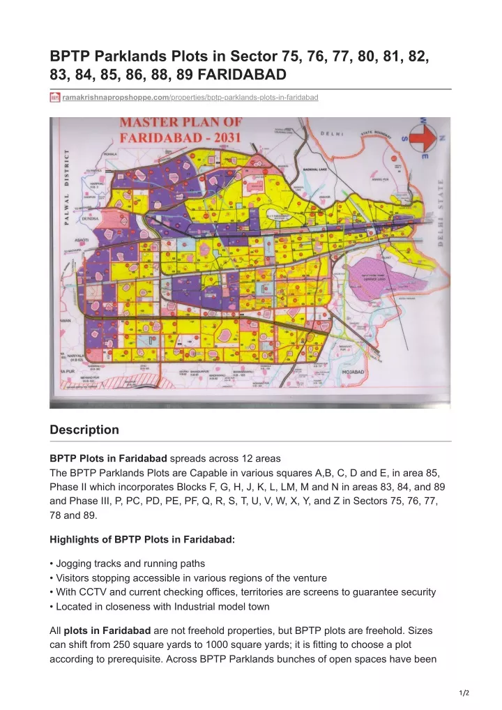 bptp parklands plots in sector