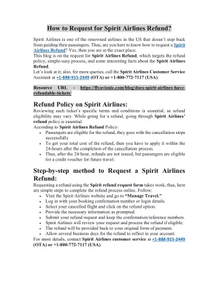 How to Request for Spirit Airlines Refund?