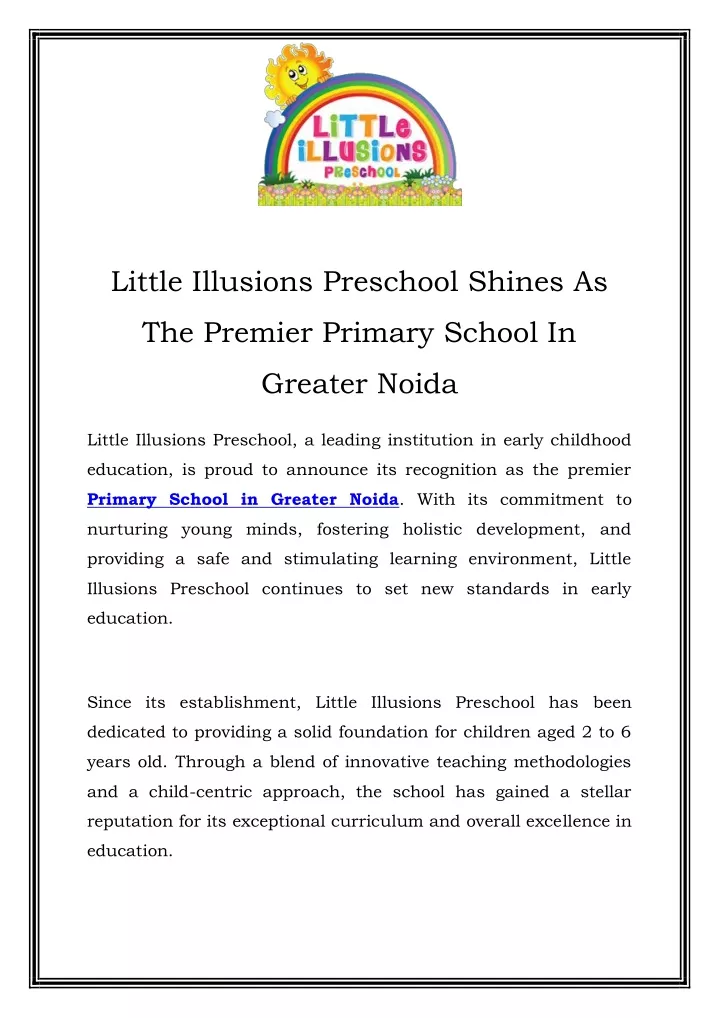 little illusions preschool shines as