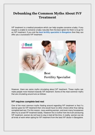 Debunking the Common Myths About IVF Treatment
