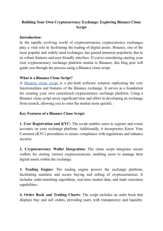 Binance Clone Script