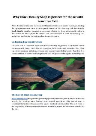 Why Black Beauty Soap is Perfect for Those with Sensitive Skin