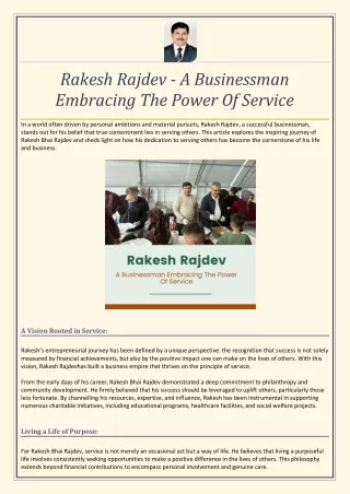 rakesh rajdev a businessman embracing the power