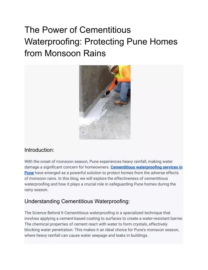 the power of cementitious waterproofing