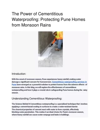 The Power of Cementitious Waterproofing_ Protecting Pune Homes from Monsoon Rains