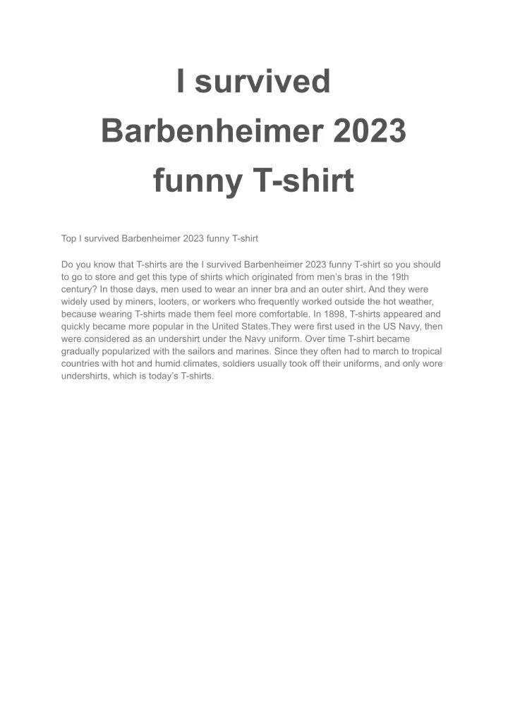 i survived barbenheimer 2023 funny t shirt